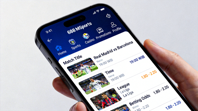 Tampilan lengkap antarmuka M88 MSports di smartphone yang menunjukkan menu utama dan daftar pertandingan